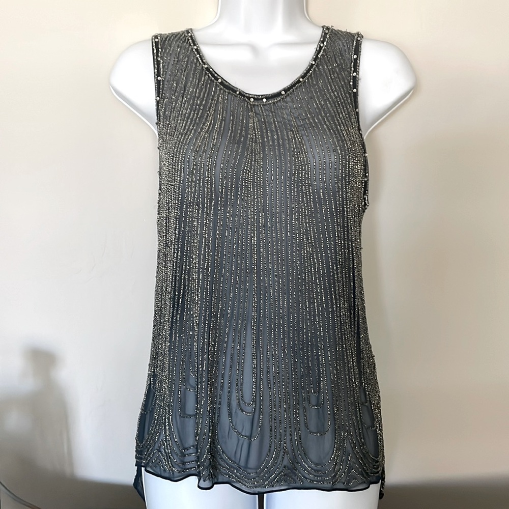 Parker Women’s Beaded Silk Tank Top Size Small
